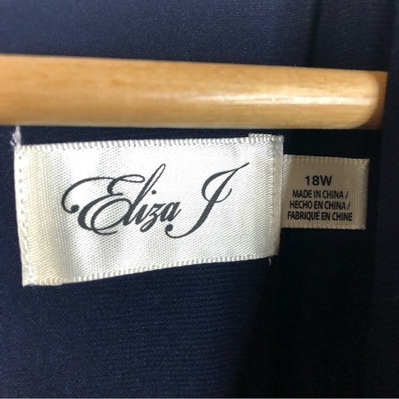 Eliza J Navy Blue Embellished Short Sleeve Formal Maxi Gown 18 - Picture 5 of 5